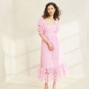 Loeffler Randall Addison Puff Sleeve Pink Dress